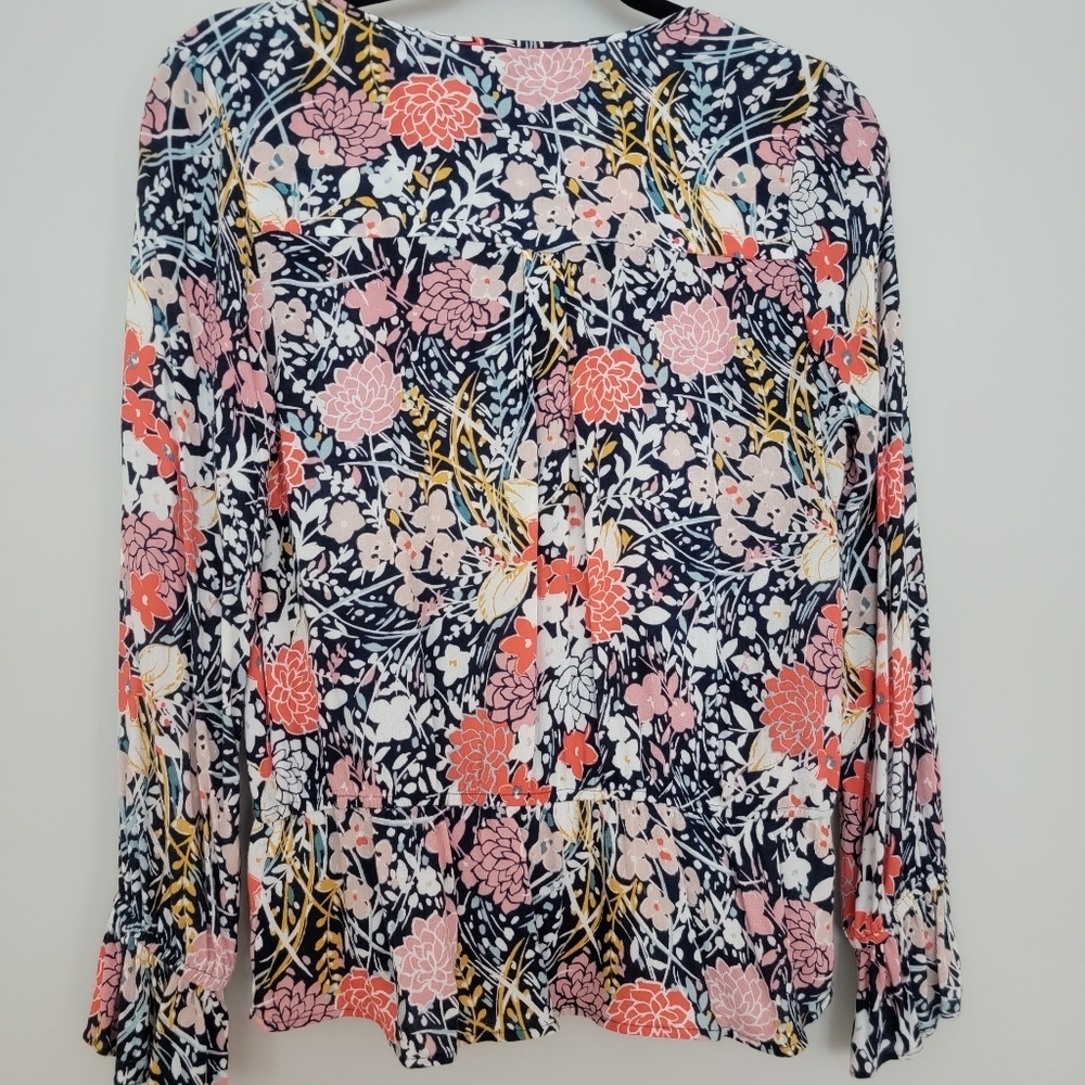 Anthropologie Maeve Vibrant Floral Tassel Tie Blouse - Picture 3 of 11
